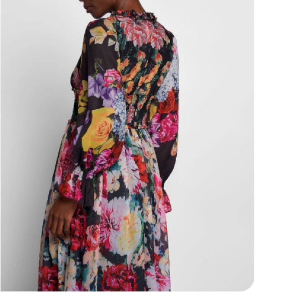 Dalia MacPhee Floral Print Chiffon Dress Size S - Picture 5 of 14